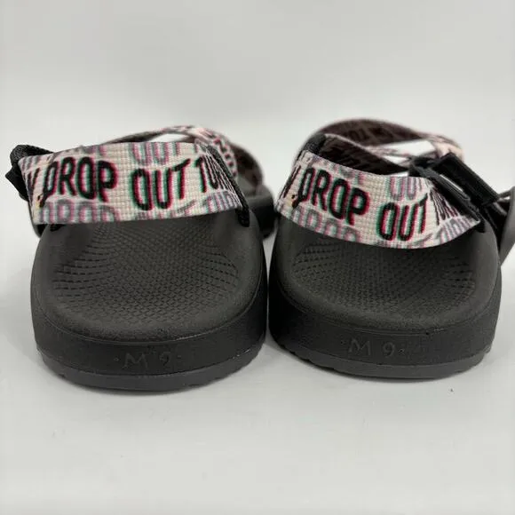 Chaco Cloud Woodstock Sandals Dove Guitar Logo White Black Men's Size 9