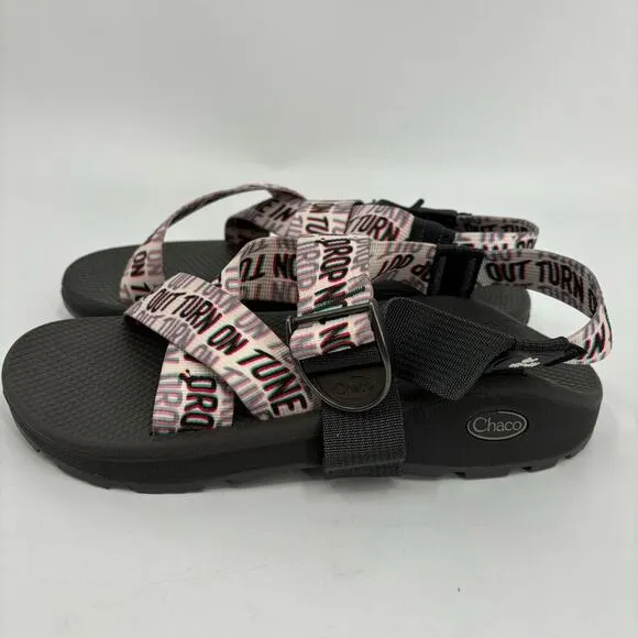 Chaco Cloud Woodstock Sandals Dove Guitar Logo White Black Men's Size 9
