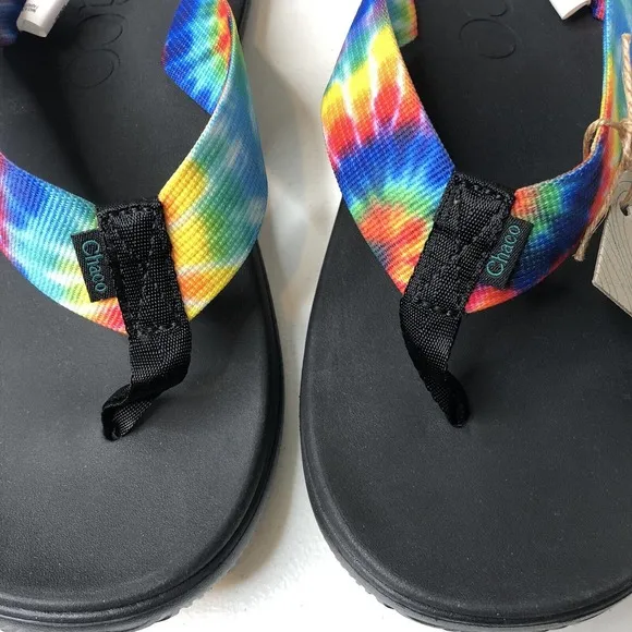 Chaco Men's New w/Box Chillos Flip Flop Sandals in Dark Tie Dye Rainbow Size 11