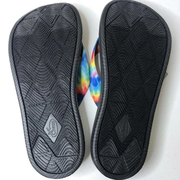 Chaco Men's New w/Box Chillos Flip Flop Sandals in Dark Tie Dye Rainbow Size 11