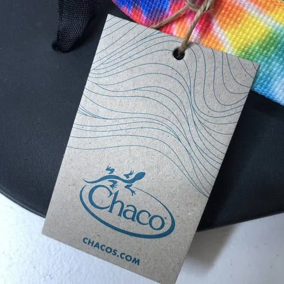 Chaco Men's New w/Box Chillos Flip Flop Sandals in Dark Tie Dye Rainbow Size 11