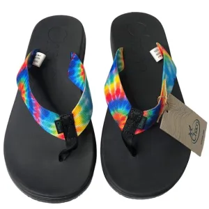 Chaco Men's New w/Box Chillos Flip Flop Sandals in Dark Tie Dye Rainbow Size 11