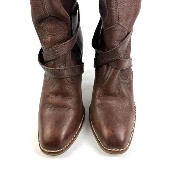 Chandlers Vintage Boots 8 Brown Leather Zip Up Tall Bootie Western Womens