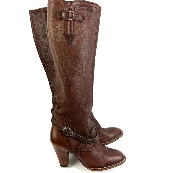 Chandlers Vintage Boots 8 Brown Leather Zip Up Tall Bootie Western Womens