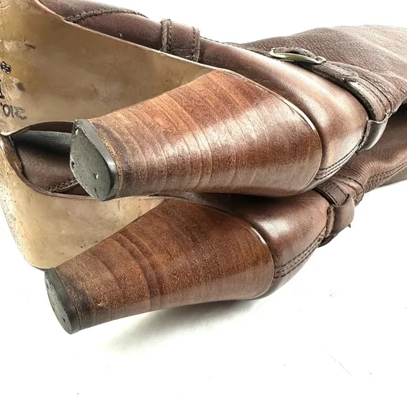 Chandlers Vintage Boots 8 Brown Leather Zip Up Tall Bootie Western Womens