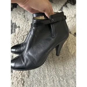 Chanel Women's Short Black Noir Leather Ankle Boots Booties EU 37