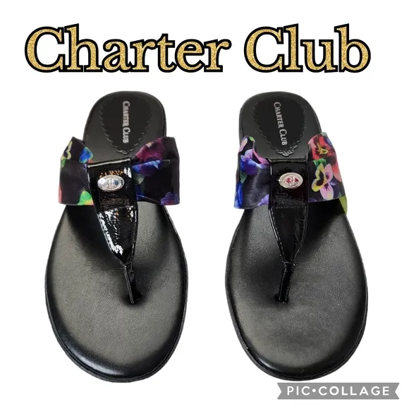 CHARTER CLUB Benjii Fabric Cushioned Sandals Flip Flops Size 8M