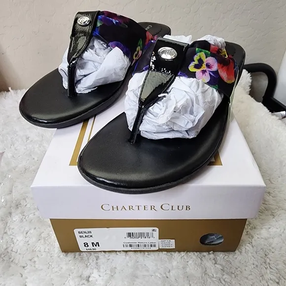 CHARTER CLUB Benjii Fabric Cushioned Sandals Flip Flops Size 8M