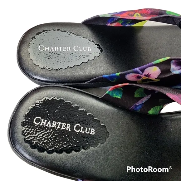 CHARTER CLUB Benjii Fabric Cushioned Sandals Flip Flops Size 8M