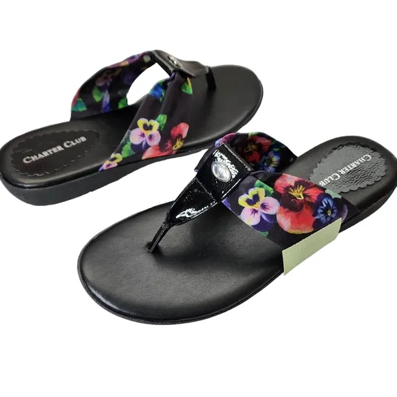 CHARTER CLUB Benjii Fabric Cushioned Sandals Flip Flops Size 8M