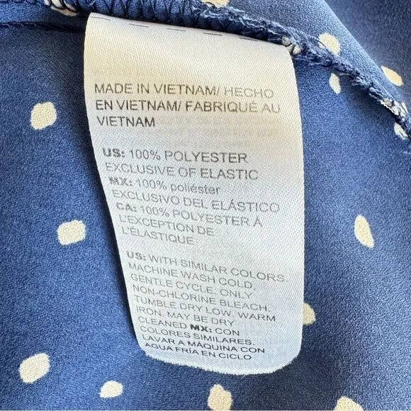 Chicos Godet Dot Print Maxi Shirt Dress Navy White Polka Dot Sz 2.5 (L/14) Retro