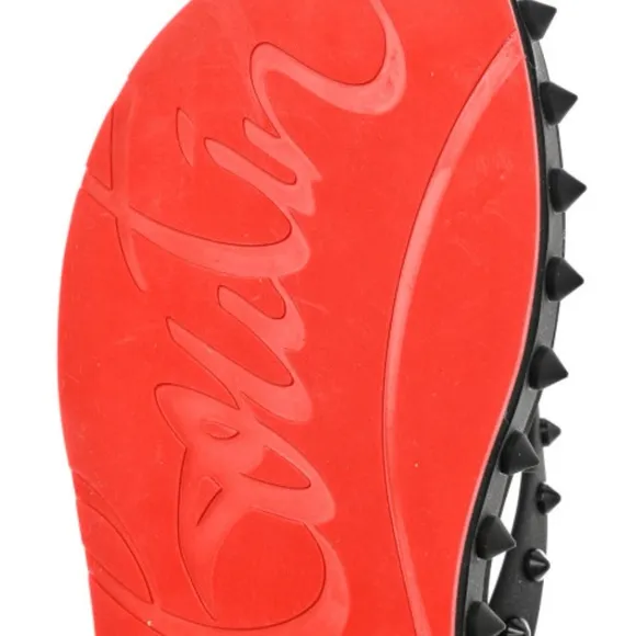 Christian Louboutin Black and Red Studded Donna Flip Flops