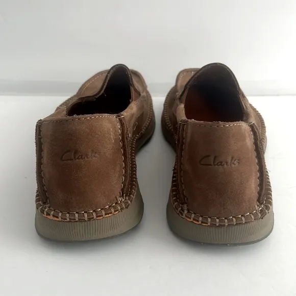 CLARKS $135 Men’s Gorsky Free Cola Brown Suede Moccasin Shoes Size 8 NIB