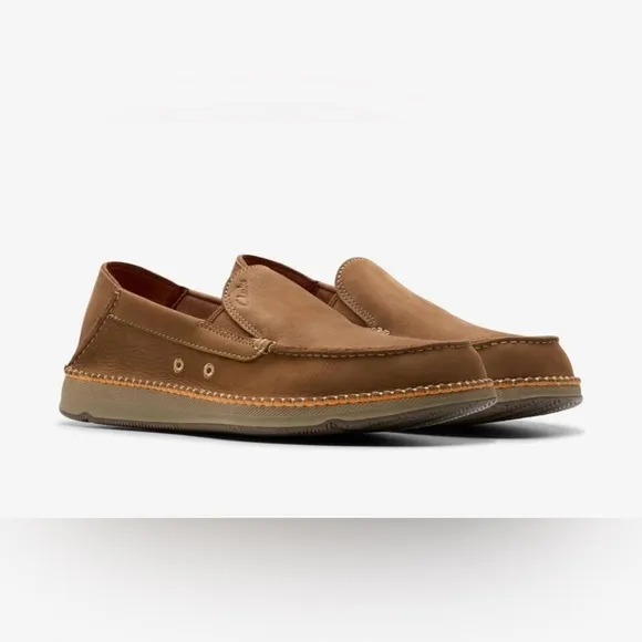 CLARKS $135 Men’s Gorsky Free Cola Brown Suede Moccasin Shoes Size 8 NIB