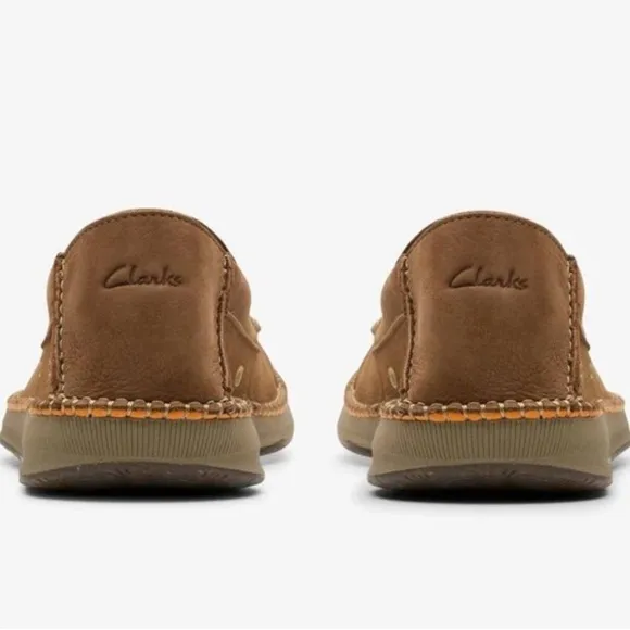 CLARKS $135 Men’s Gorsky Free Cola Brown Suede Moccasin Shoes Size 8 NIB