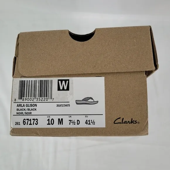 Clarks Cloudsteppers Arla Glison Flip Flop Sandals Size 10M Black New In Box