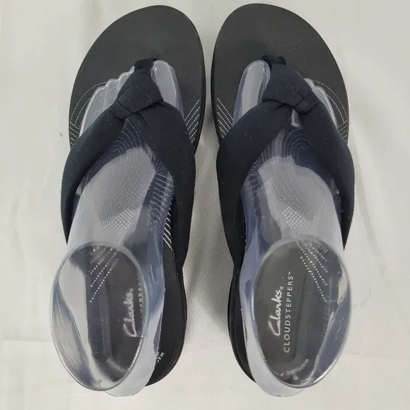 Clarks Cloudsteppers Arla Glison Flip Flop Sandals Size 10M Black New In Box