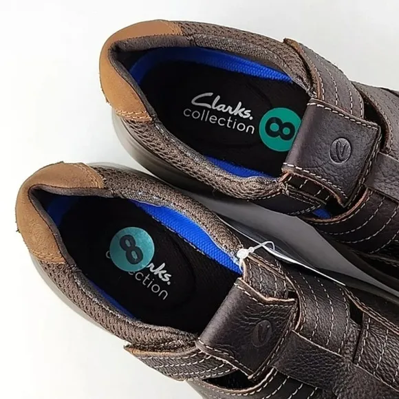 Clarks Men's Bradley Cove Brown Pebbled Leather Cut Out Upper Shoes Size 8M
