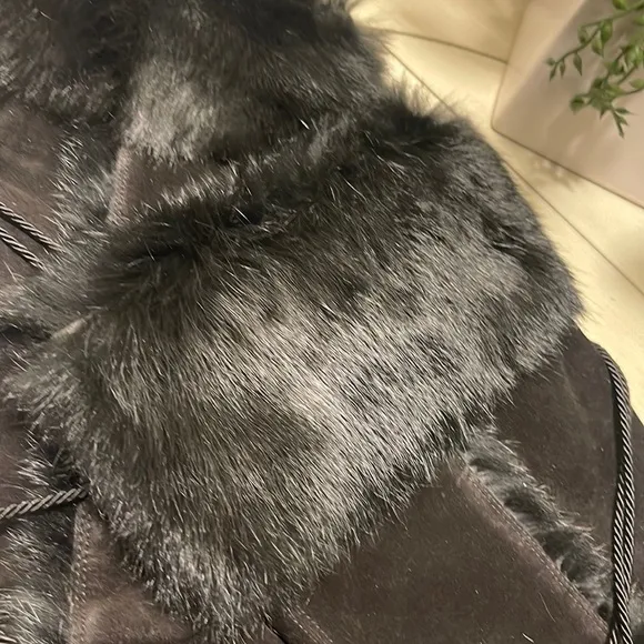Coach Azalea Suede Tall Black Boots Fur Trim