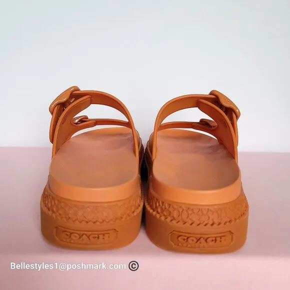 COACH Lainey Slip-on Double Buckle Sandal- Honeycomb color. Women’s Size 9B