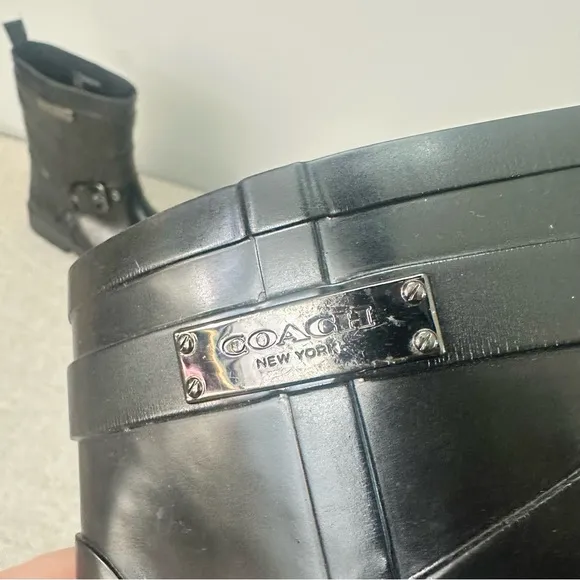 COACH Lester Rubber Rain Boots Black Women’s Size 8B