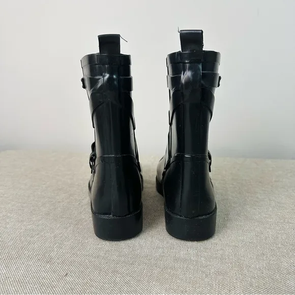 COACH Lester Rubber Rain Boots Black Women’s Size 8B
