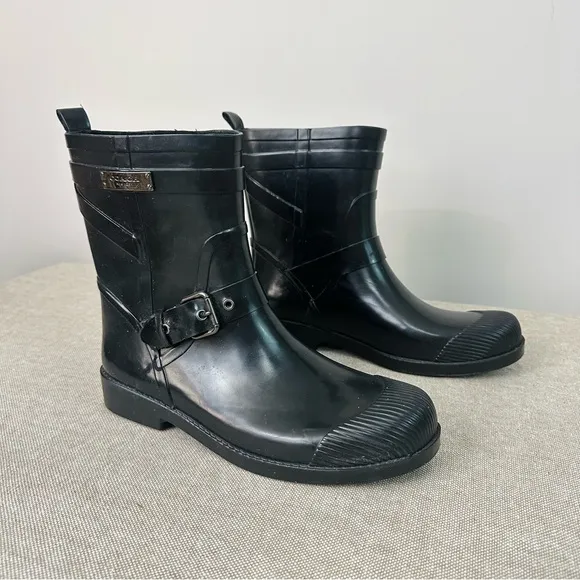 COACH Lester Rubber Rain Boots Black Women’s Size 8B