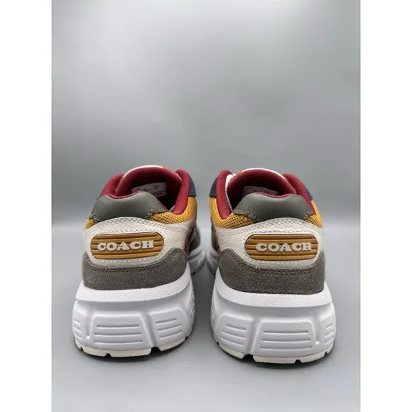 COACH Men's C301 Suede And Leather Sneakers, Green/Buttercup, Size 9 D