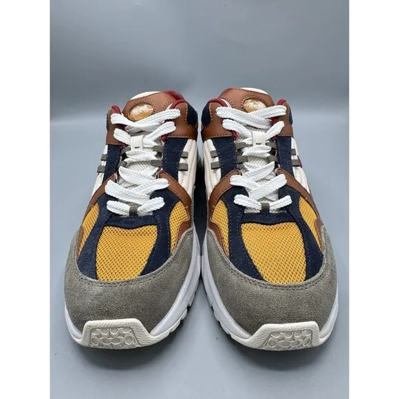COACH Men's C301 Suede And Leather Sneakers, Green/Buttercup, Size 9 D