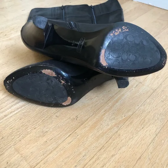Coach Millie Tall Black Leather Boots size 8.5 made in Italy Y2k