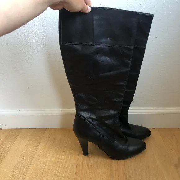 Coach Millie Tall Black Leather Boots size 8.5 made in Italy Y2k