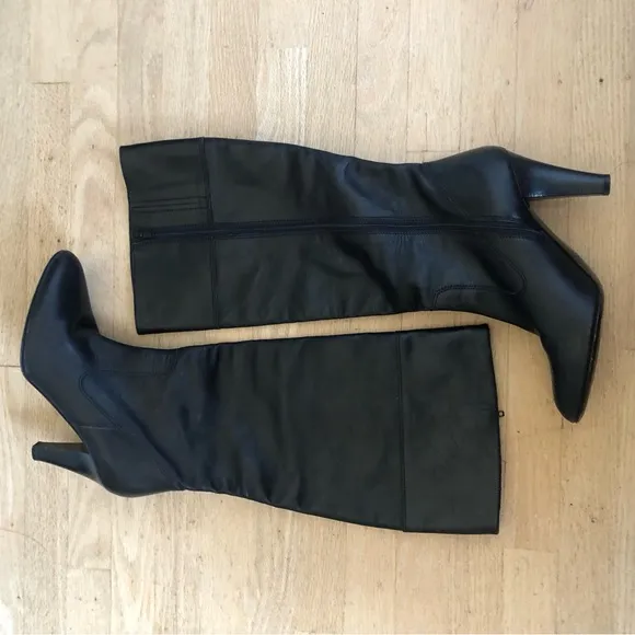Coach Millie Tall Black Leather Boots size 8.5 made in Italy Y2k