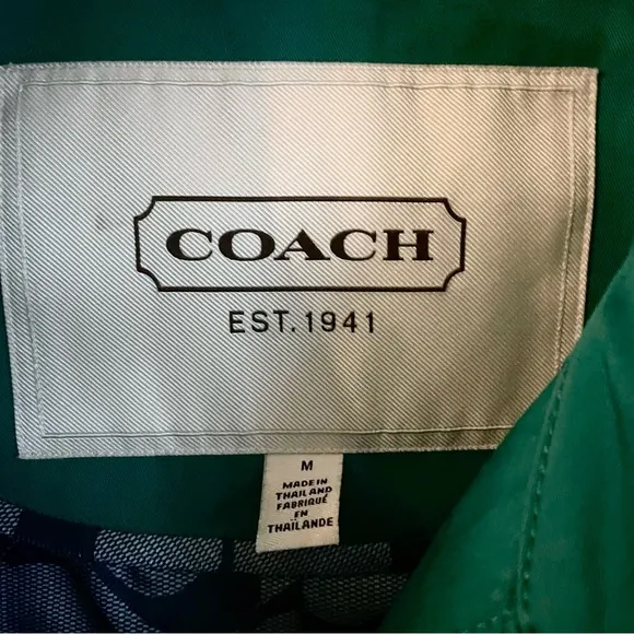 Coach Short Double Breasted Trench Coat In Jade Green Size M EUC