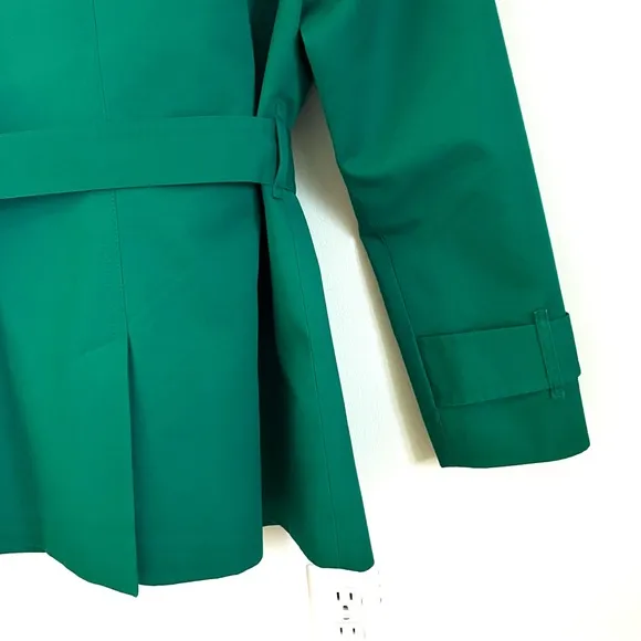 Coach Short Double Breasted Trench Coat In Jade Green Size M EUC