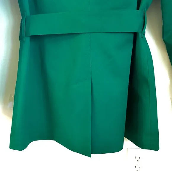 Coach Short Double Breasted Trench Coat In Jade Green Size M EUC