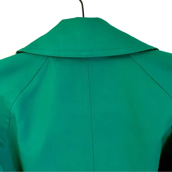 Coach Short Double Breasted Trench Coat In Jade Green Size M EUC