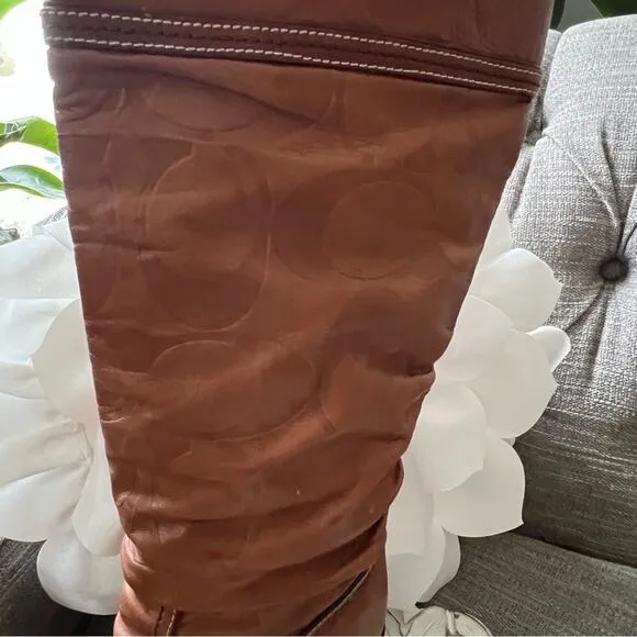 Coach Slouch Leather Logo Tall Heels Boots Women’s 8.5