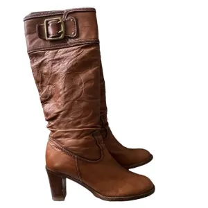 Coach Slouch Leather Logo Tall Heels Boots Women’s 8.5