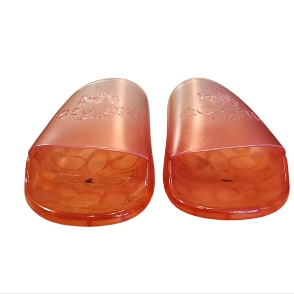 Coach Ulyssa Rubber Slide Sandals Womens 6B Tangerine Orange Open Toe Beach Pool
