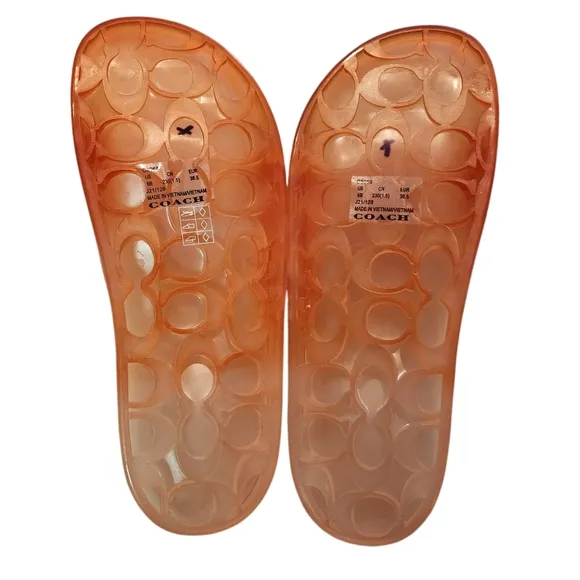 Coach Ulyssa Rubber Slide Sandals Womens 6B Tangerine Orange Open Toe Beach Pool