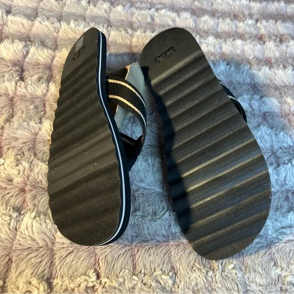 Coach Womens Zoe WebbedBlack Thong Flip-Flops sandals size 10