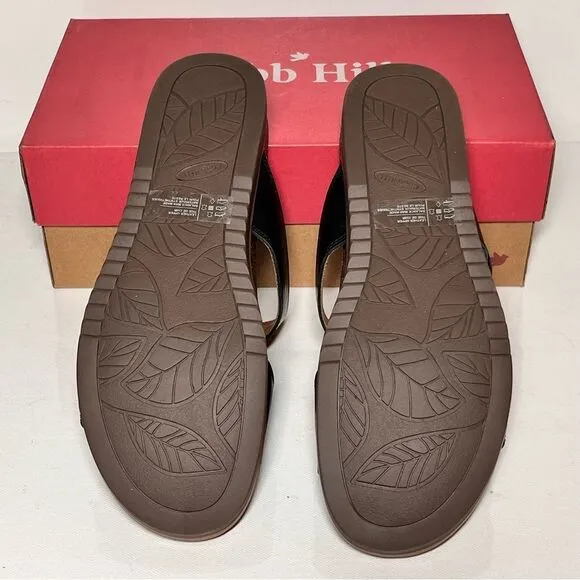 Cobb Hill May Leather Braided Strap Slide Sandals