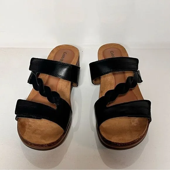 Cobb Hill May Leather Braided Strap Slide Sandals