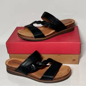 Cobb Hill May Leather Braided Strap Slide Sandals