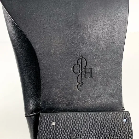 Cole Haan Adler tall riding boots black pull-on leather knee-high boots size 8.5