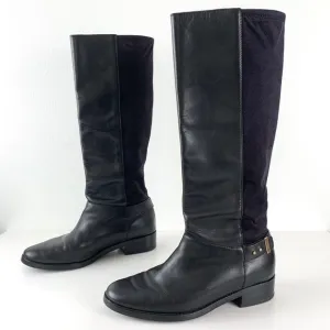 Cole Haan Adler tall riding boots black pull-on leather knee-high boots size 8.5