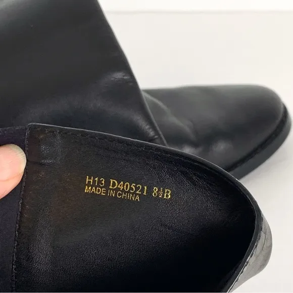 Cole Haan Adler tall riding boots black pull-on leather knee-high boots size 8.5