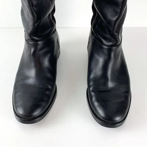 Cole Haan Adler tall riding boots black pull-on leather knee-high boots size 8.5