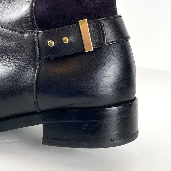 Cole Haan Adler tall riding boots black pull-on leather knee-high boots size 8.5
