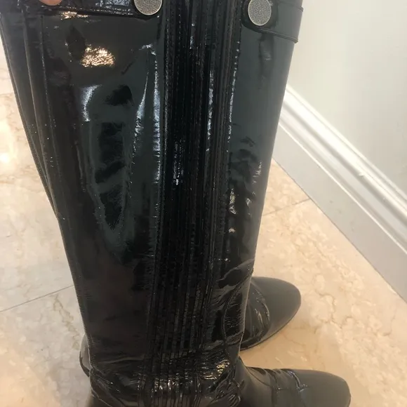 Cole Haan Blk Patent Leather Boots SZ 10